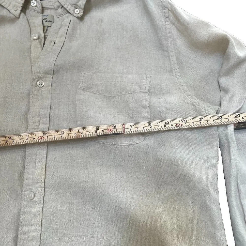 J.Crew Slim Baird McNutt Irish Linen Shirt Large Beige Coastal Old Money Classic